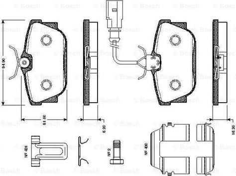 BOSCH 0 986 TB2 047 - Kit de plaquettes de frein, frein à disque cwaw.fr