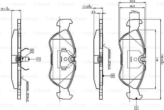 BOSCH 0 986 TB2 016 - Kit de plaquettes de frein, frein à disque cwaw.fr