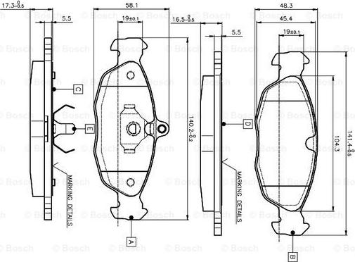 BOSCH 0 986 TB2 021 - Kit de plaquettes de frein, frein à disque cwaw.fr