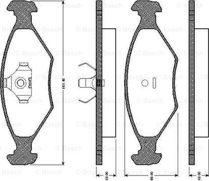 BOSCH 0 986 TB2 155 - Kit de plaquettes de frein, frein à disque cwaw.fr