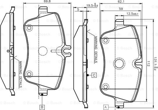 BOSCH 0 986 TB2 814 - Kit de plaquettes de frein, frein à disque cwaw.fr