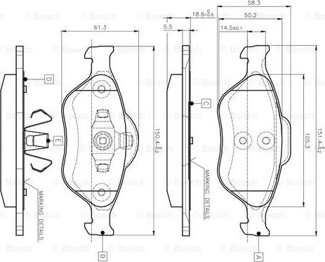 BOSCH 0 986 TB2 812 - Kit de plaquettes de frein, frein à disque cwaw.fr