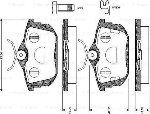 BOSCH 0 986 TB2 299 - Kit de plaquettes de frein, frein à disque cwaw.fr