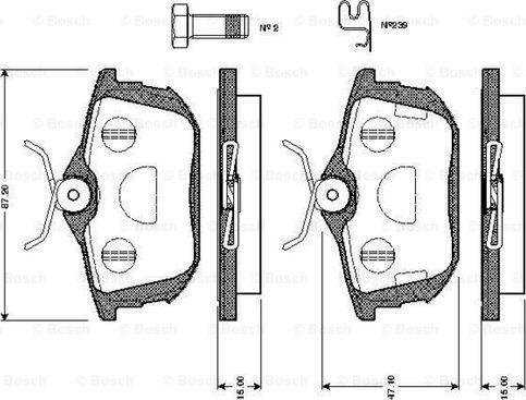 BOSCH 0 986 TB2 298 - Kit de plaquettes de frein, frein à disque cwaw.fr