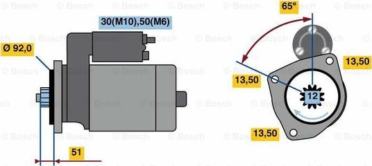 BOSCH 0 001 261 002 - Démarreur cwaw.fr