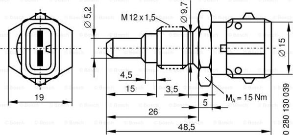 BOSCH 0 280 130 039 - Sonde de température, liquide de refroidissement cwaw.fr