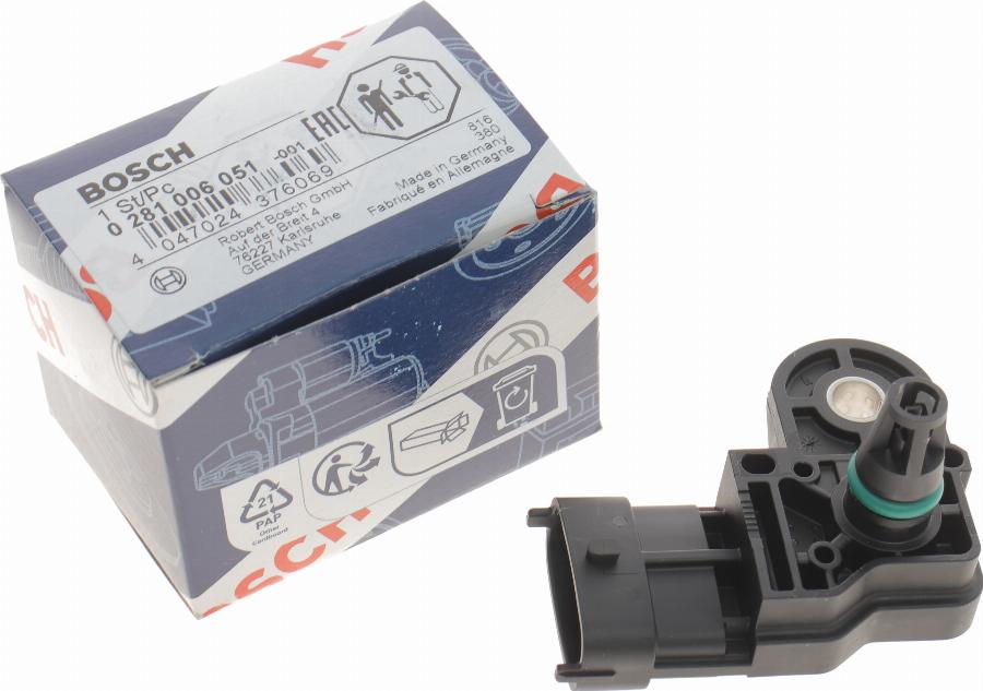 BOSCH 0 281 006 051 - Capteur, pression de suralimentation cwaw.fr