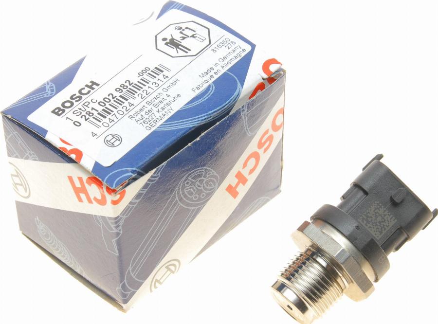 BOSCH 0 281 002 982 - Capteur, pression de carburant cwaw.fr