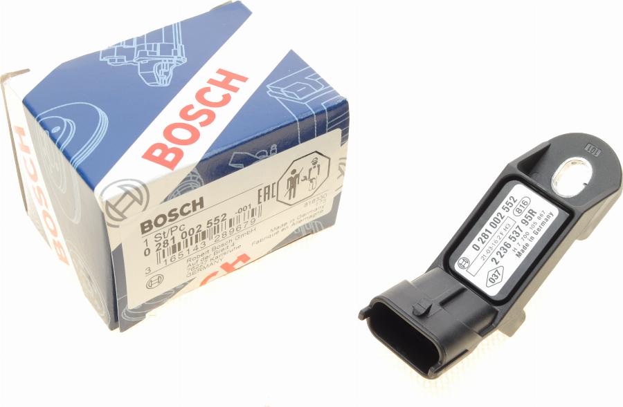 BOSCH 0 281 002 552 - Capteur, pression du tuyau d'admission cwaw.fr