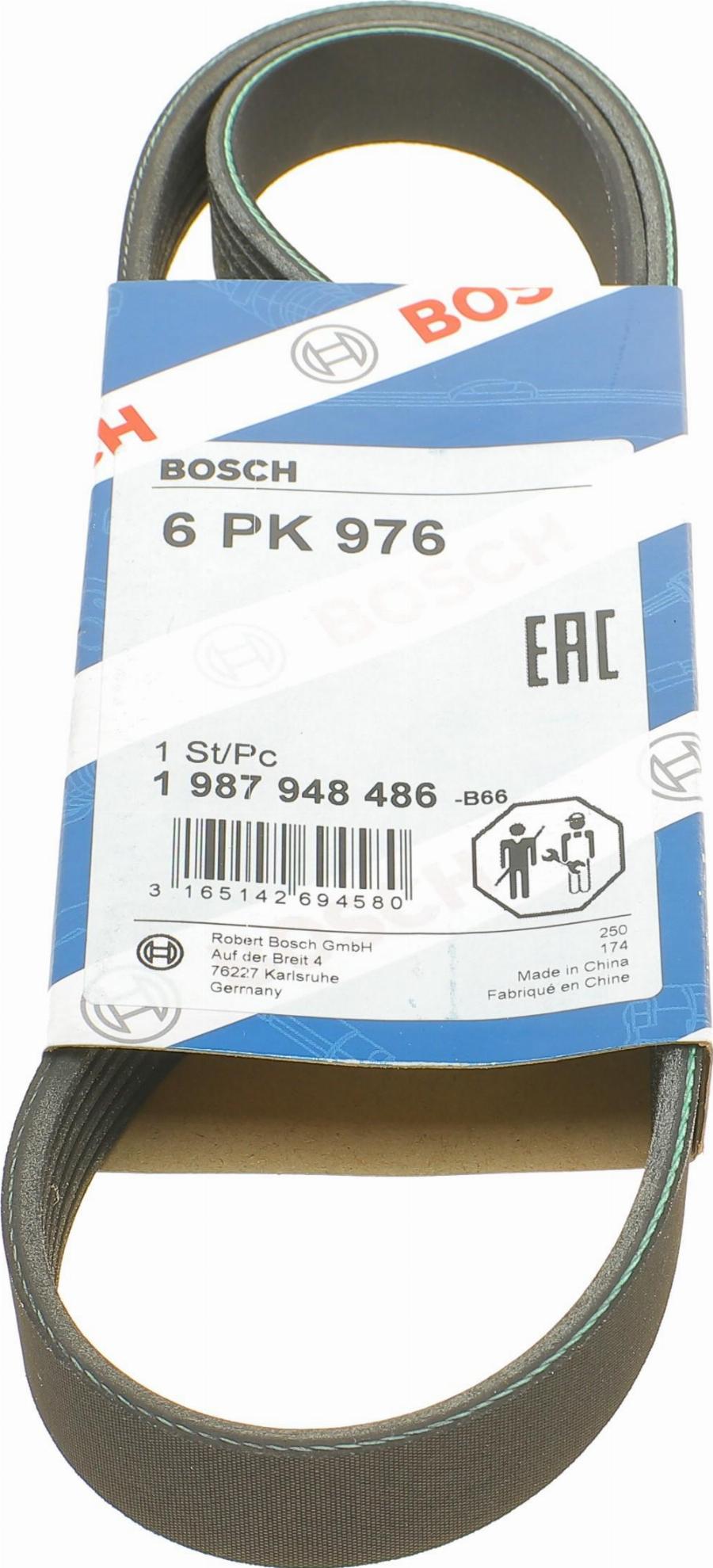 BOSCH 1987948486 - Courroie trapézoïdale à nervures cwaw.fr