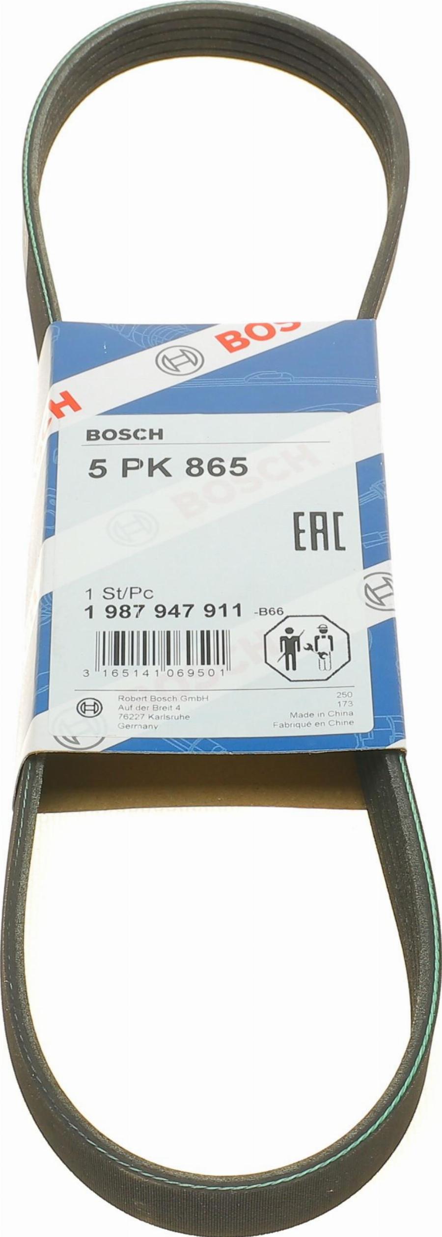 BOSCH 1 987 947 911 - Courroie trapézoïdale à nervures cwaw.fr