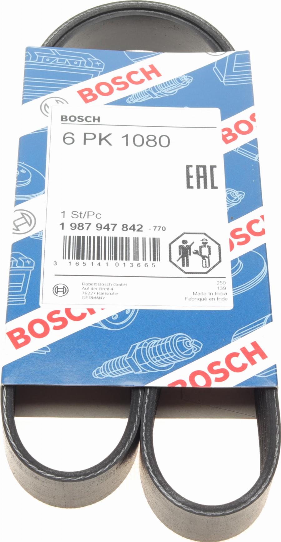 BOSCH 1987947842 - Courroie trapézoïdale à nervures cwaw.fr