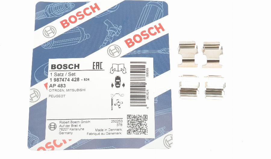 BOSCH 1 987 474 428 - Kit d'accessoires, plaquette de frein à disque cwaw.fr