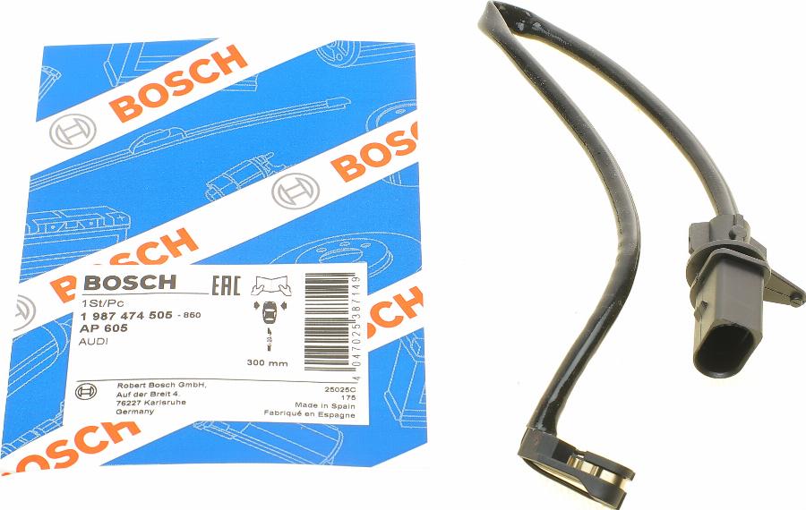 BOSCH 1 987 474 505 - Contact d'avertissement, usure des plaquettes de frein cwaw.fr