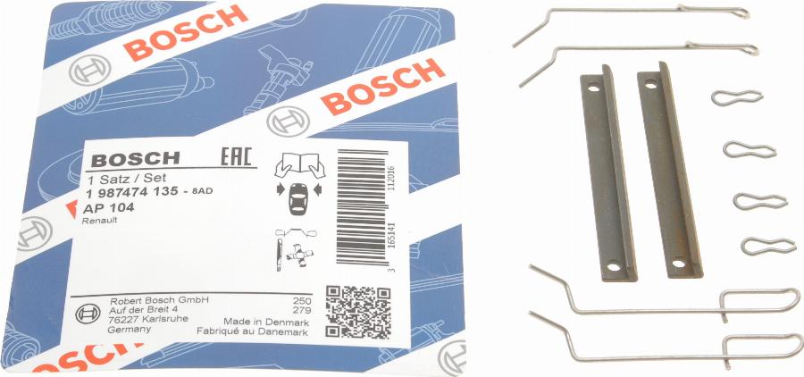 BOSCH 1 987 474 135 - Kit d'accessoires, plaquette de frein à disque cwaw.fr