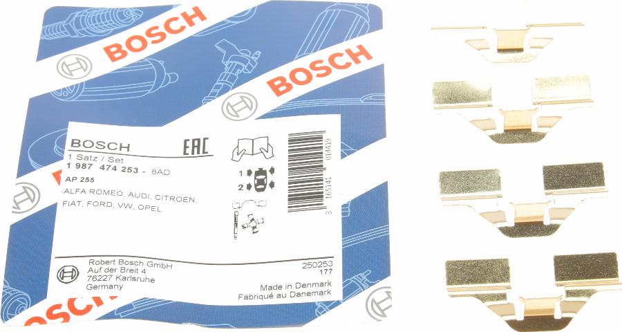 BOSCH 1 987 474 253 - Kit d'accessoires, plaquette de frein à disque cwaw.fr