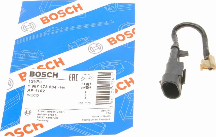 BOSCH 1 987 473 584 - Contact d'avertissement, usure des plaquettes de frein cwaw.fr