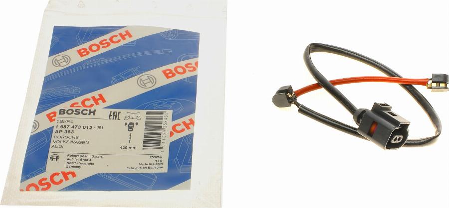 BOSCH 1 987 473 012 - Contact d'avertissement, usure des plaquettes de frein cwaw.fr