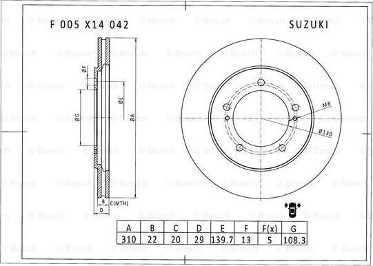 BOSCH F 005 X14 042 - Disque de frein cwaw.fr