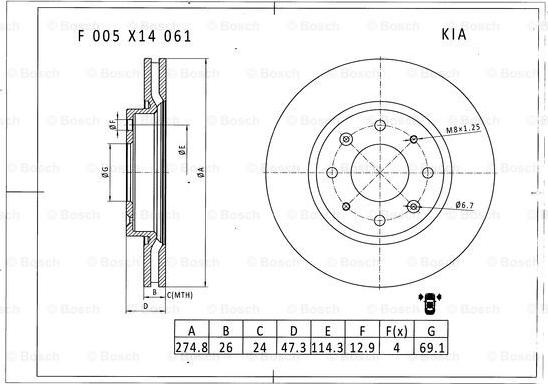 BOSCH F 005 X14 061 - Disque de frein cwaw.fr