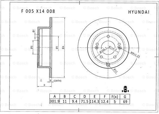 BOSCH F 005 X14 008 - Disque de frein cwaw.fr