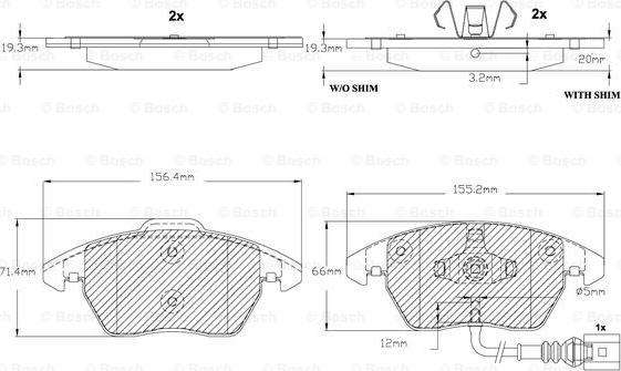 BOSCH F 03B 150 155 - Kit de plaquettes de frein, frein à disque cwaw.fr