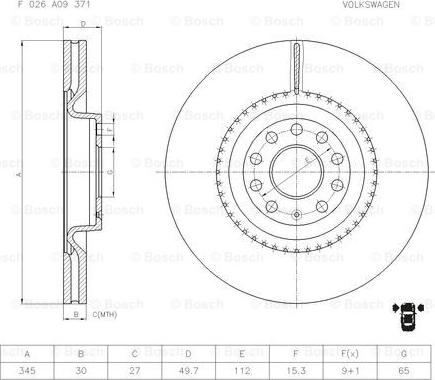 BOSCH F 026 A09 371 - Disque de frein cwaw.fr