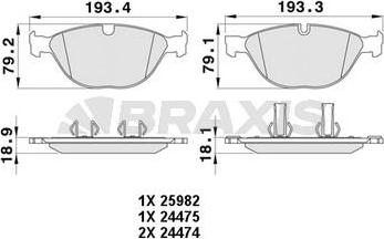 Braxis AA0442 - Kit de plaquettes de frein, frein à disque cwaw.fr