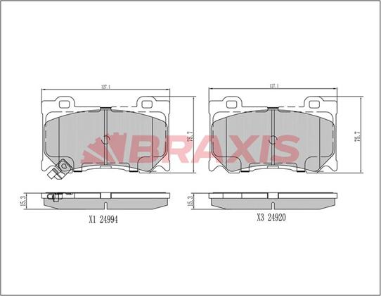 Braxis AA0407 - Kit de plaquettes de frein, frein à disque cwaw.fr