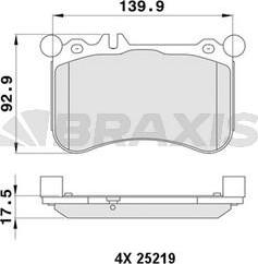 Braxis AA0419 - Kit de plaquettes de frein, frein à disque cwaw.fr