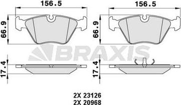 Braxis AA0472 - Kit de plaquettes de frein, frein à disque cwaw.fr