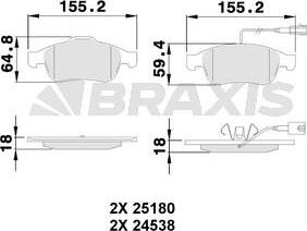 Braxis AA0507 - Kit de plaquettes de frein, frein à disque cwaw.fr