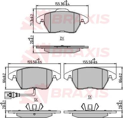 Braxis AA0649 - Kit de plaquettes de frein, frein à disque cwaw.fr