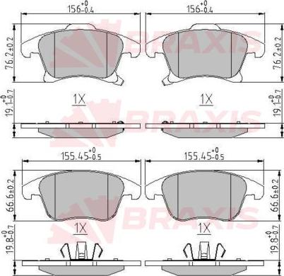 Braxis AA0646 - Kit de plaquettes de frein, frein à disque cwaw.fr