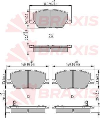 Braxis AA0640 - Kit de plaquettes de frein, frein à disque cwaw.fr