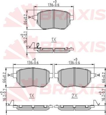 Braxis AA0641 - Kit de plaquettes de frein, frein à disque cwaw.fr