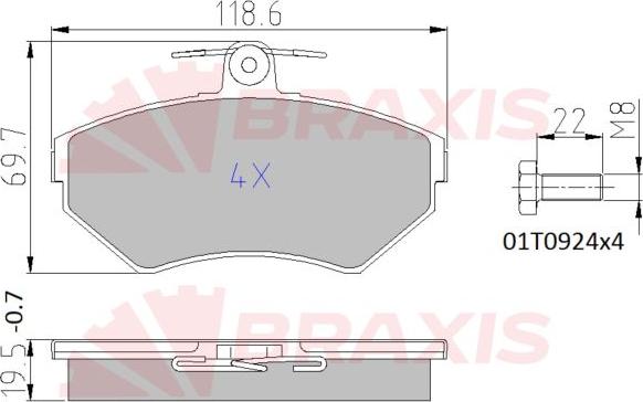 Braxis AA0648 - Kit de plaquettes de frein, frein à disque cwaw.fr