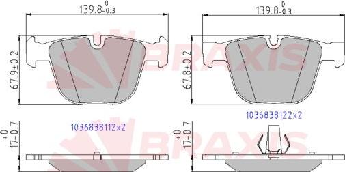 Braxis AA0650 - Kit de plaquettes de frein, frein à disque cwaw.fr