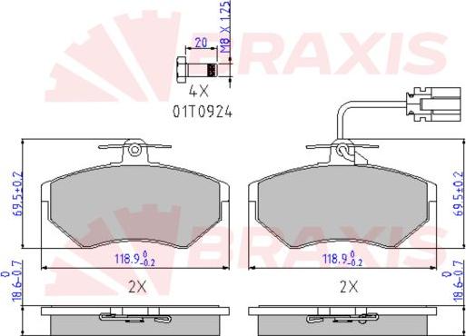 Braxis AA0653 - Kit de plaquettes de frein, frein à disque cwaw.fr