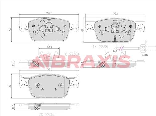 Braxis AA0662 - Kit de plaquettes de frein, frein à disque cwaw.fr