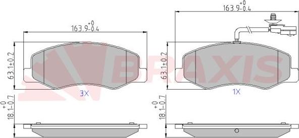 Braxis AA0601 - Kit de plaquettes de frein, frein à disque cwaw.fr