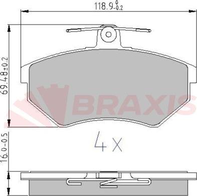 Braxis AA0607 - Kit de plaquettes de frein, frein à disque cwaw.fr