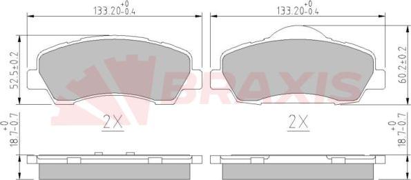 Braxis AA0610 - Kit de plaquettes de frein, frein à disque cwaw.fr