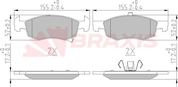 Braxis AA0612 - Kit de plaquettes de frein, frein à disque cwaw.fr