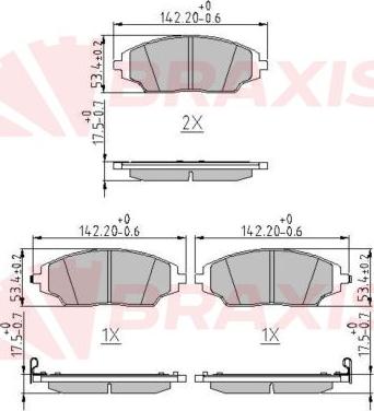 Braxis AA0680 - Kit de plaquettes de frein, frein à disque cwaw.fr