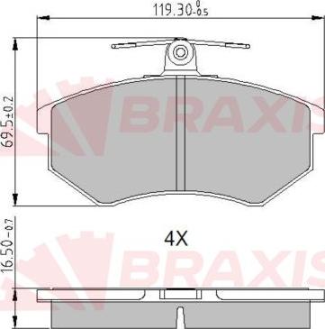 Braxis AA0634 - Kit de plaquettes de frein, frein à disque cwaw.fr