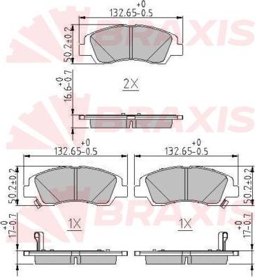 Braxis AA0631 - Kit de plaquettes de frein, frein à disque cwaw.fr