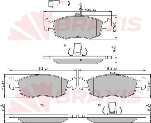 Braxis AA0625 - Kit de plaquettes de frein, frein à disque cwaw.fr