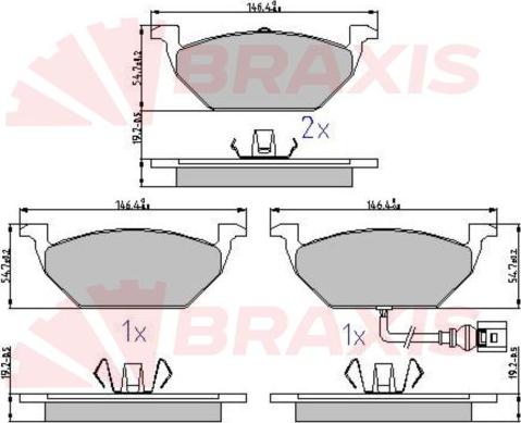 Braxis AA0627 - Kit de plaquettes de frein, frein à disque cwaw.fr