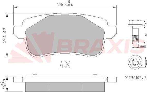 Braxis AA0672 - Kit de plaquettes de frein, frein à disque cwaw.fr